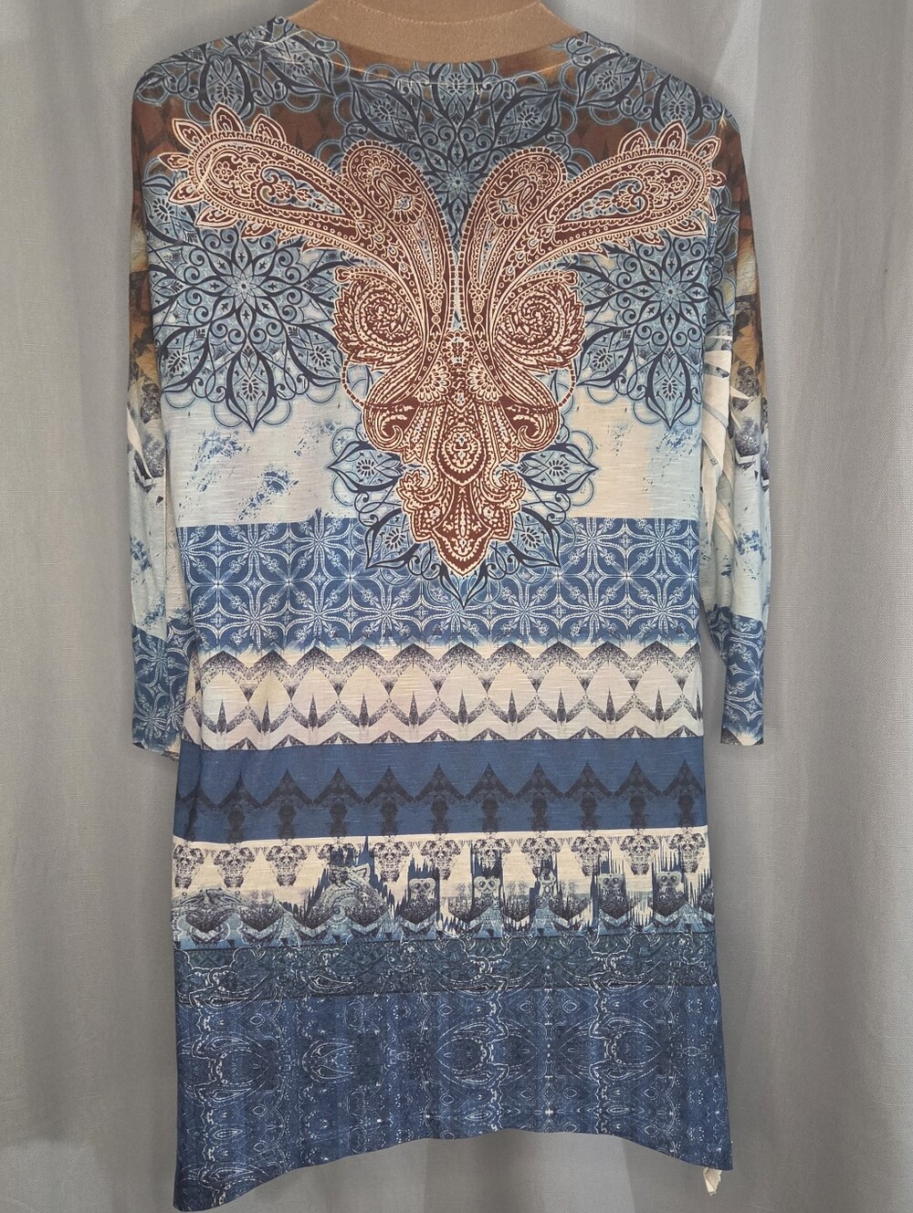 One World XL Blue Patterned Paisley Tunic Top - Picture 2 of 9